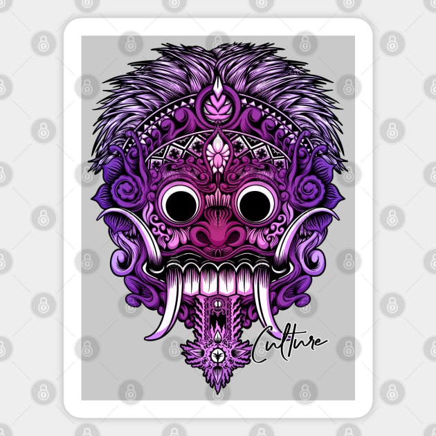 Rangda Mask - Purple Magnet by Gofart